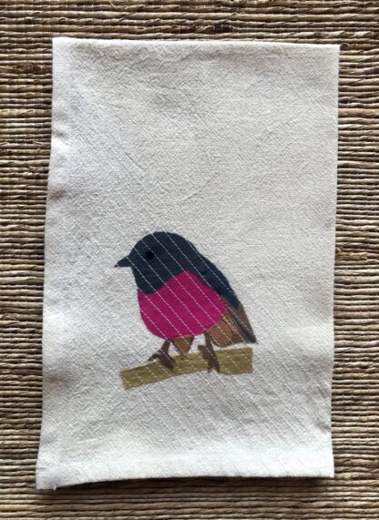 Pink Robin Bird Kitchen Towel